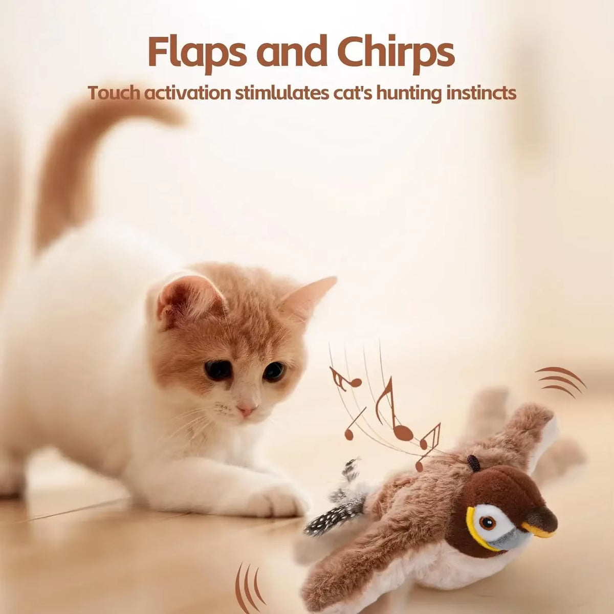 FlutterChirp Cat Toy – Rechargeable Flapping Bird with Catnip & Realistic Sounds